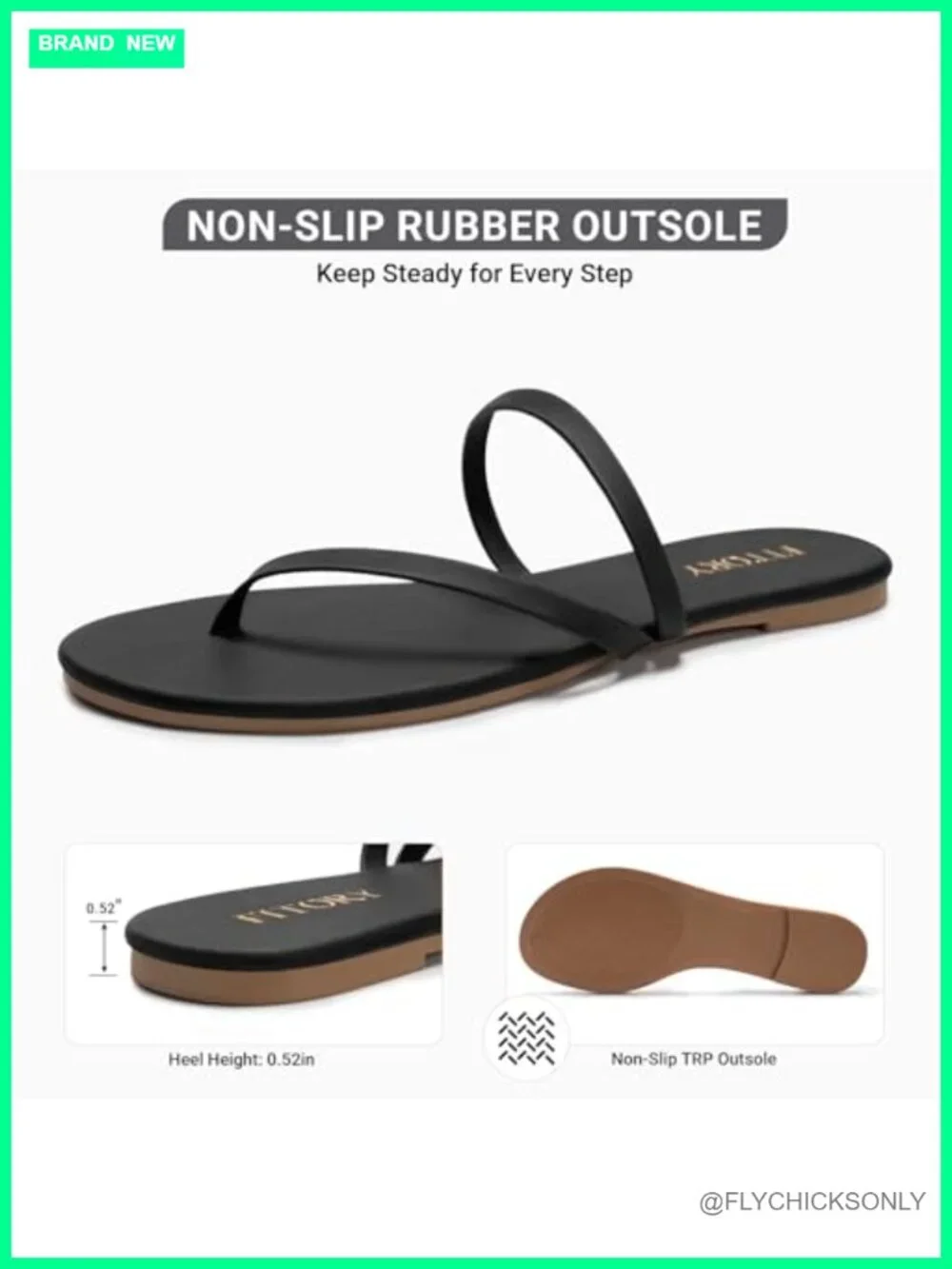 Strappy Open Toe Flat Sandals with Vegan Leather, Lightweight Flip Flops for